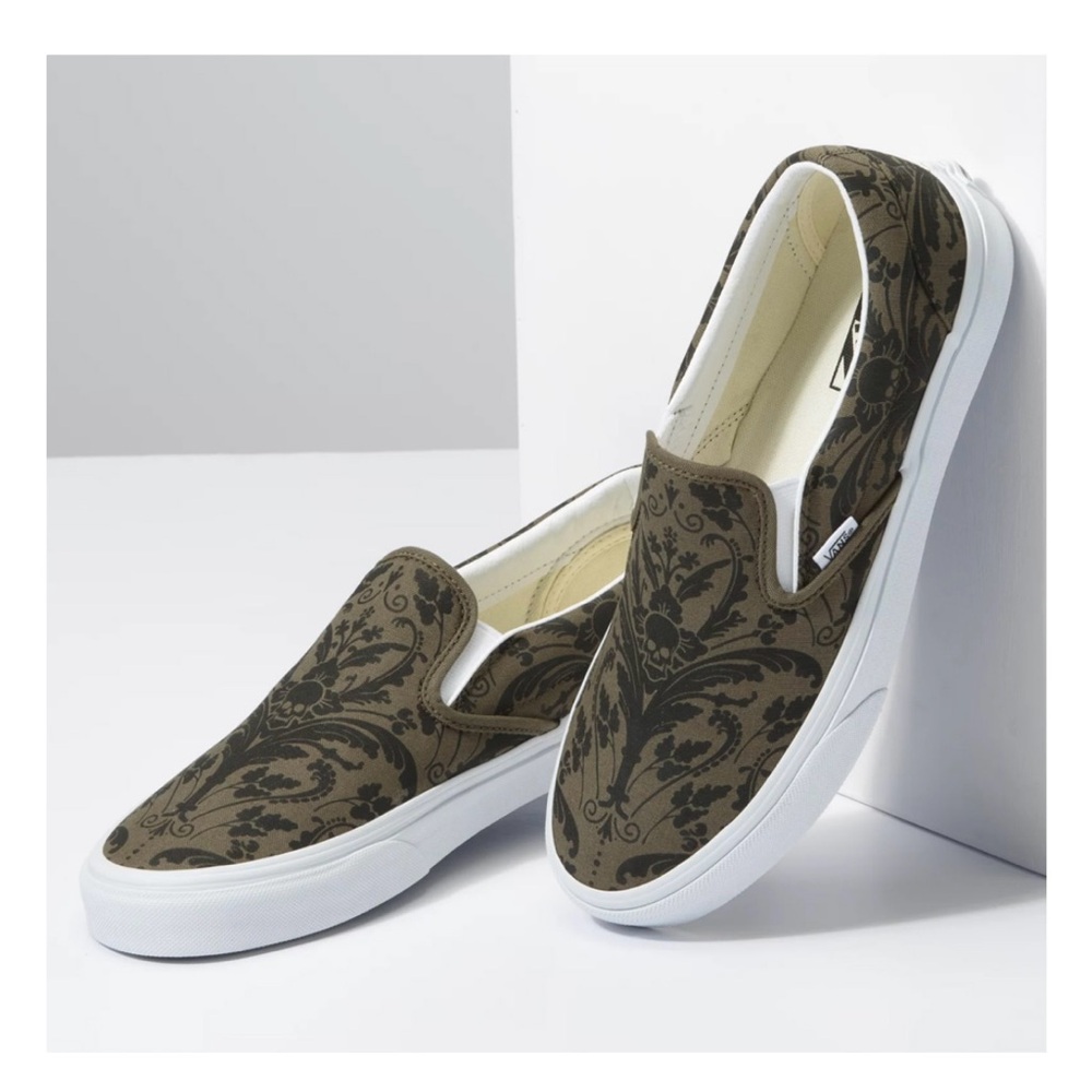 Vans Green Skull Tapestry Slip On Sneakers